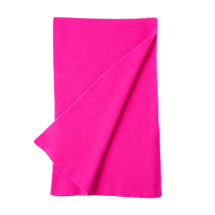 Cashmere Blend Fluro Pink Ribbed Scarf