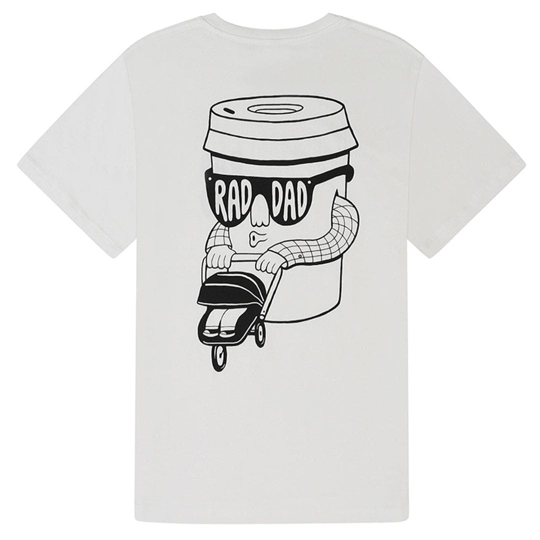 *SECONDS* RAD DAD Coffee T-Shirt in White Black & Beech
