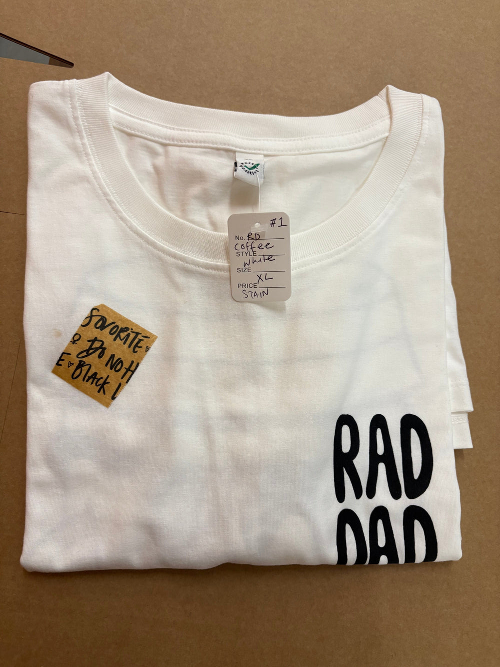 *SECONDS SALE* RAD DAD Coffee T-Shirt in White Black & Beech