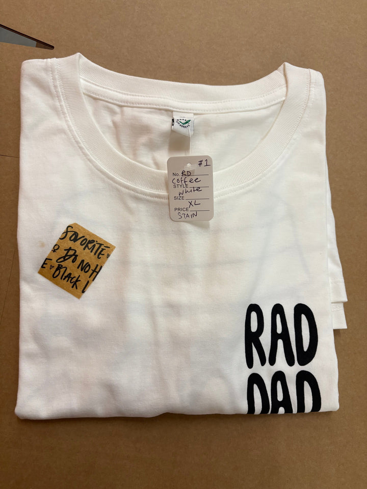 *SECONDS SALE* RAD DAD Coffee T-Shirt in White Black & Beech