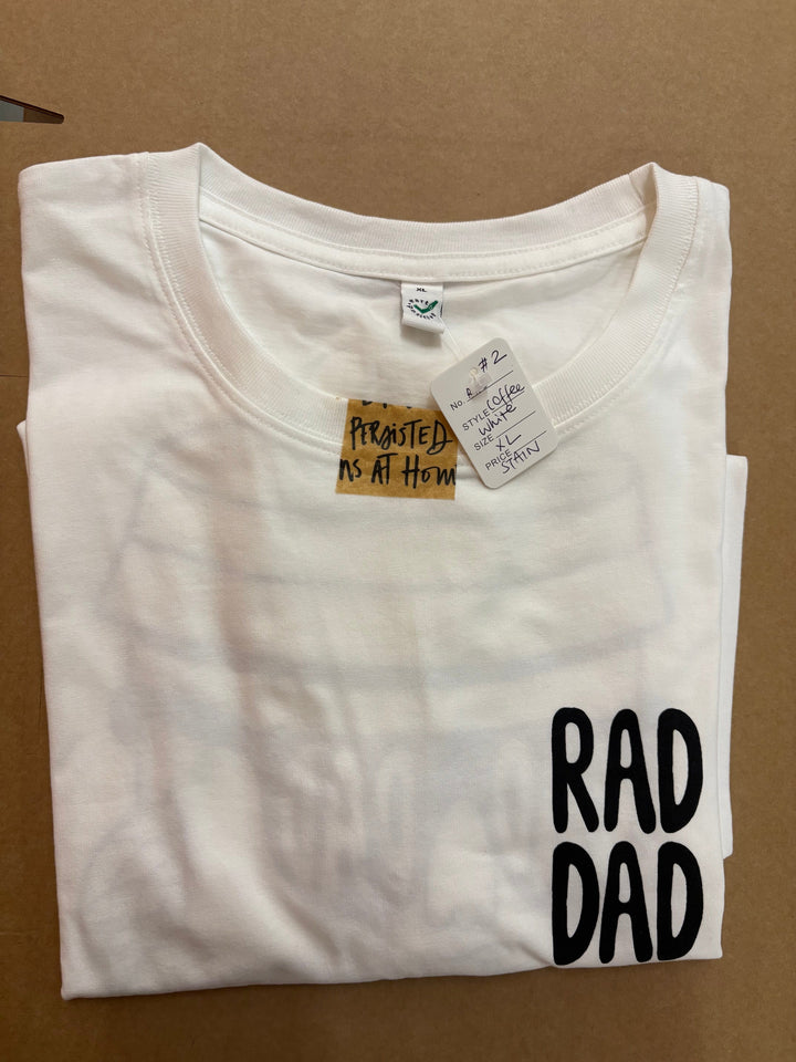 *SECONDS SALE* RAD DAD Coffee T-Shirt in White Black & Beech