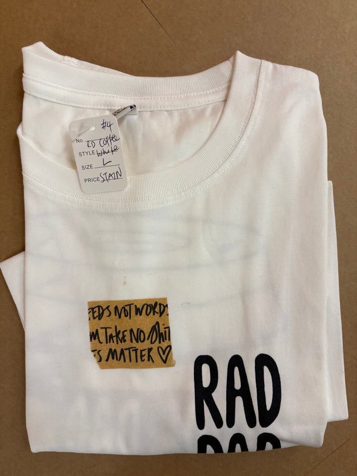 *SECONDS SALE* RAD DAD Coffee T-Shirt in White Black & Beech