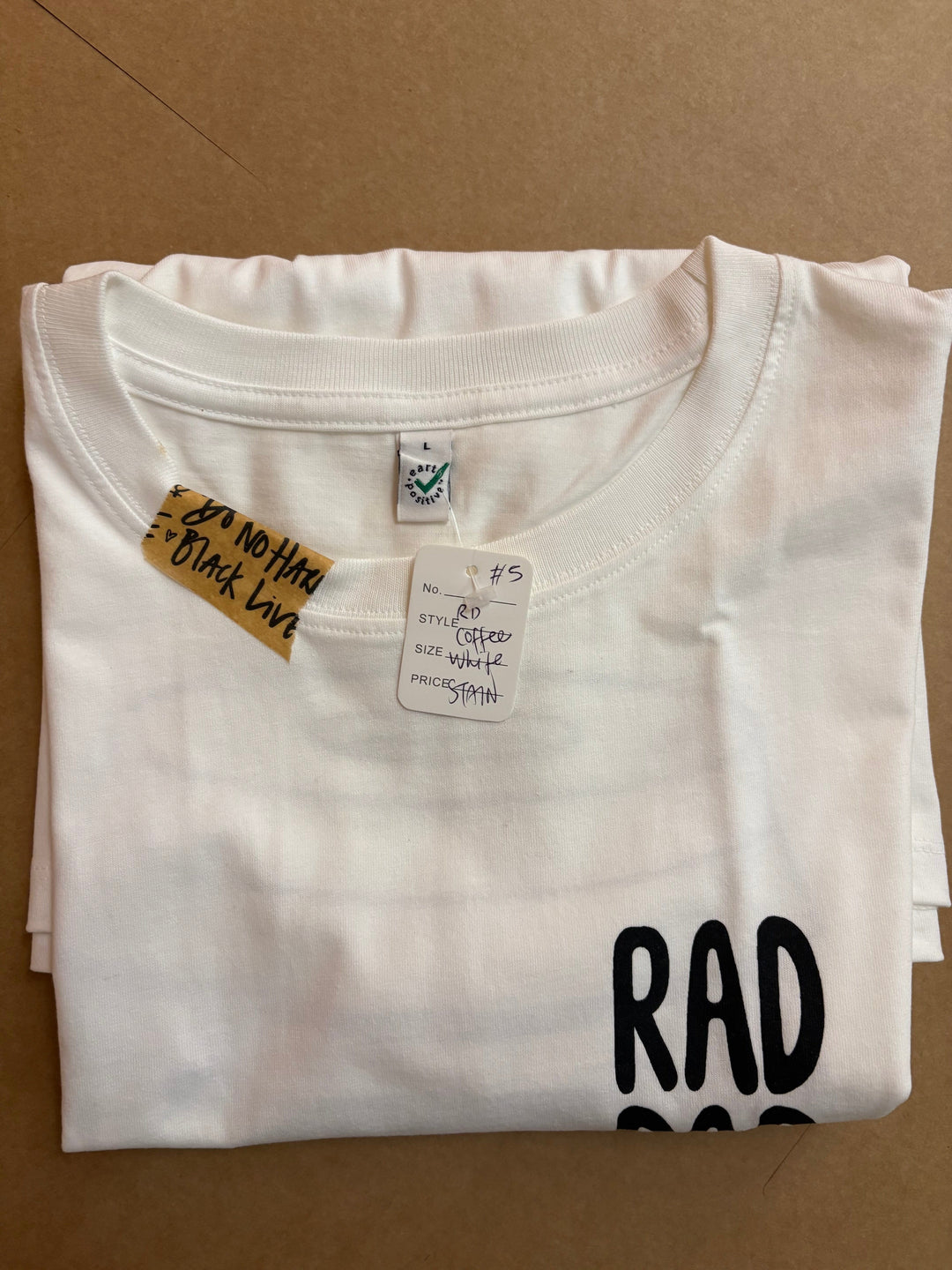*SECONDS SALE* RAD DAD Coffee T-Shirt in White Black & Beech