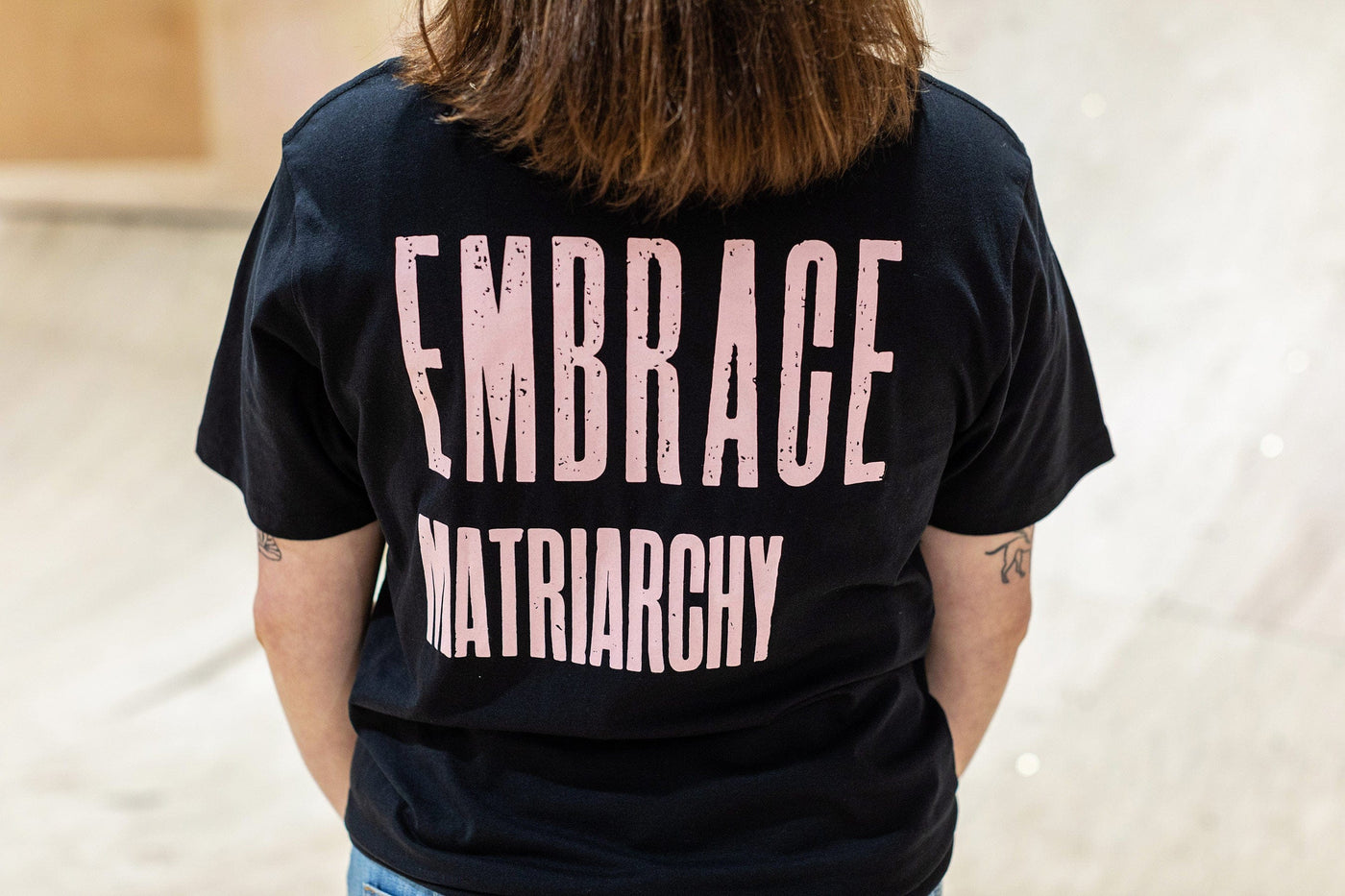Smash Patriarchy Embrace Matriarchy Black Cotton T-Shirt T-shirts Black & Beech
