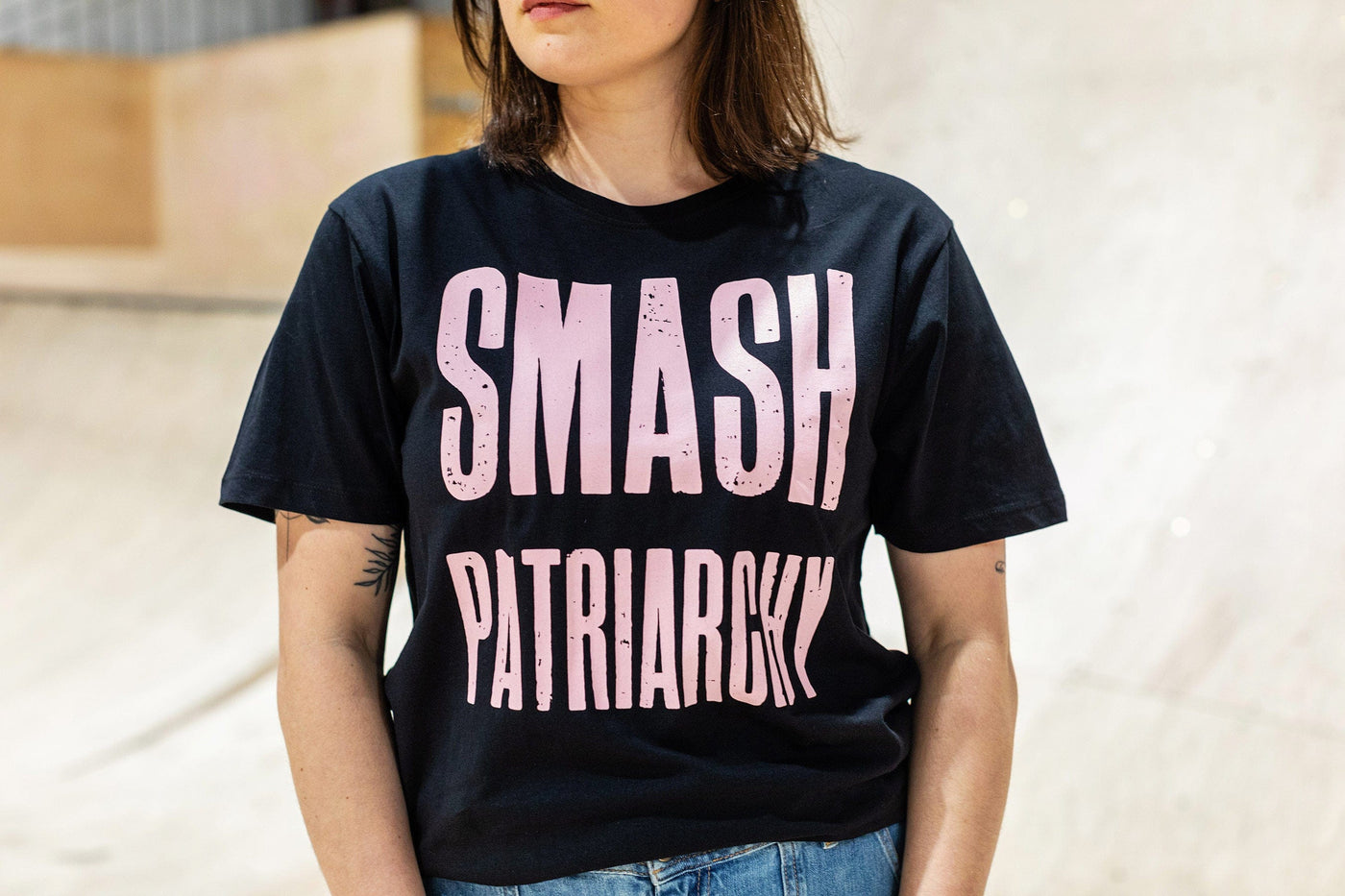Smash Patriarchy Embrace Matriarchy Black Cotton T-Shirt T-shirts Black & Beech