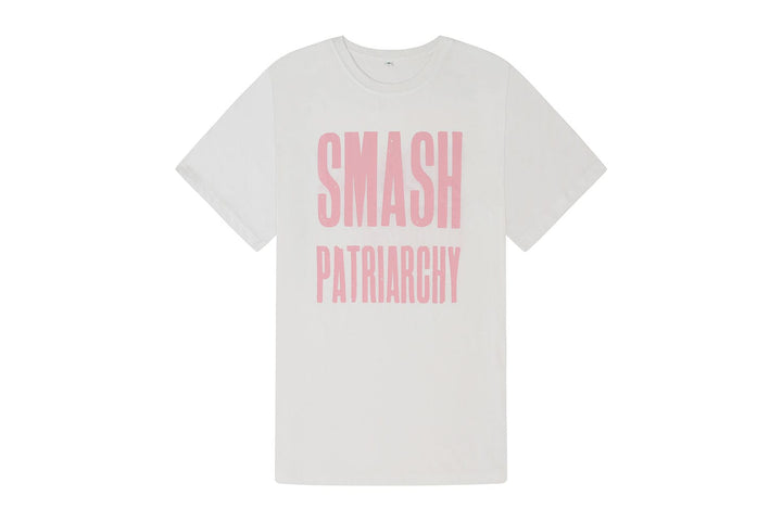 Smash Patriarchy Embrace Matriarchy White Cotton T-Shirt T-shirts Black & Beech