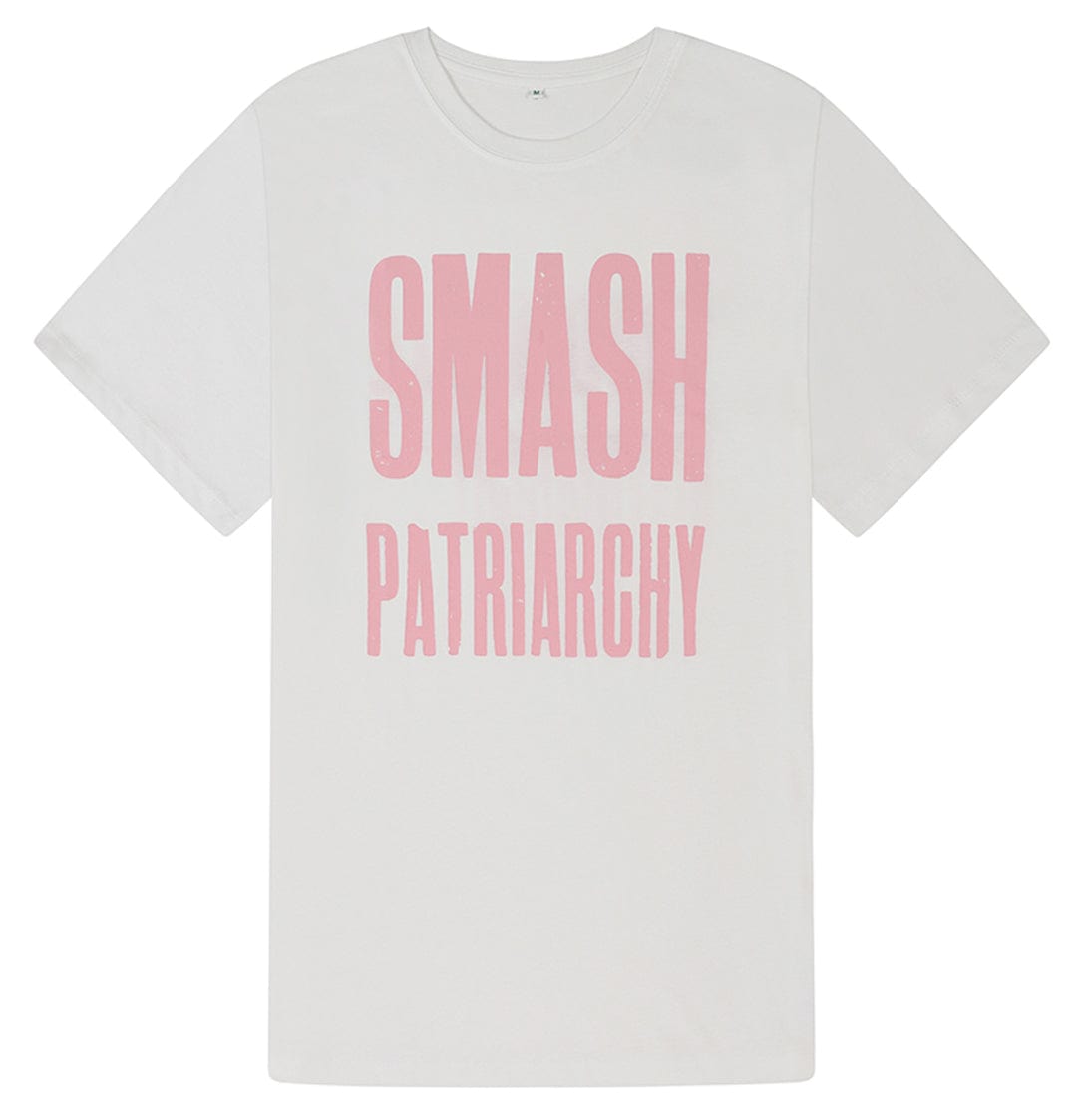 Smash Patriarchy Embrace Matriarchy White Cotton T-Shirt T-shirts Black & Beech