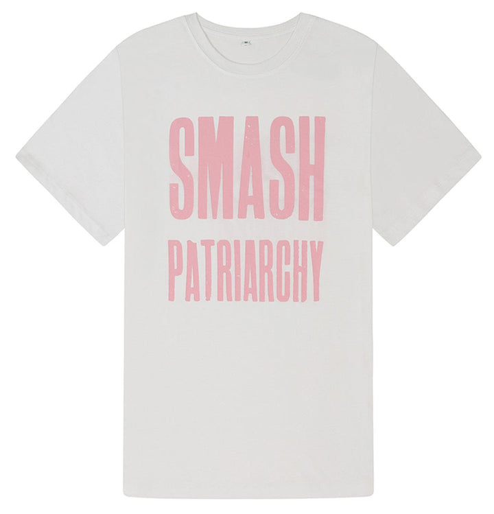 Smash Patriarchy Embrace Matriarchy White Cotton T-Shirt T-shirts Black & Beech