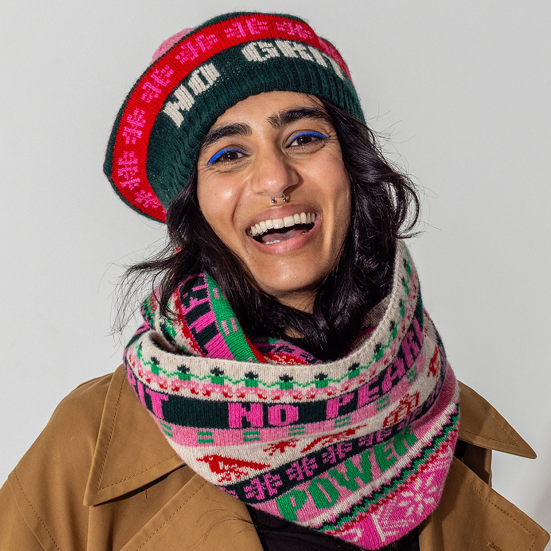 Feminist Fairisle Loop Scarf in Bubblegum