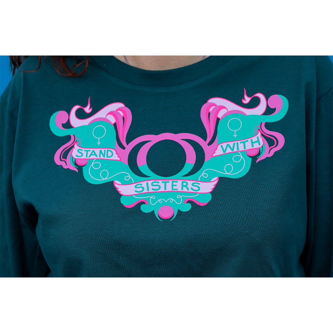 Stand With Sisters Green Long Sleeve T-Shirt T-shirts Black & Beech