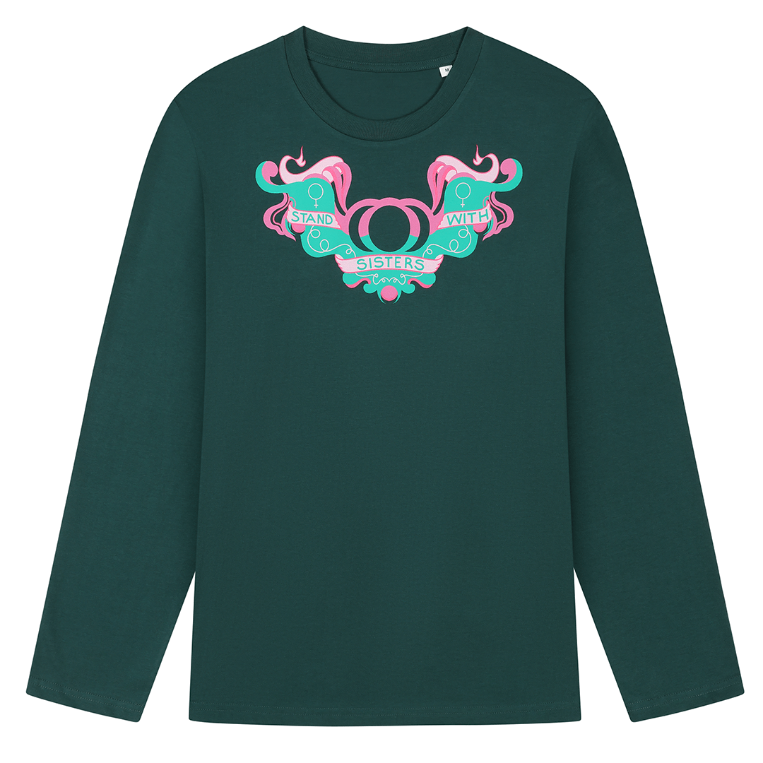 Stand With Sisters Green Long Sleeve T-Shirt T-shirts Black & Beech