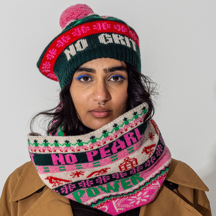 Feminist Fairisle Loop Scarf in Bubblegum