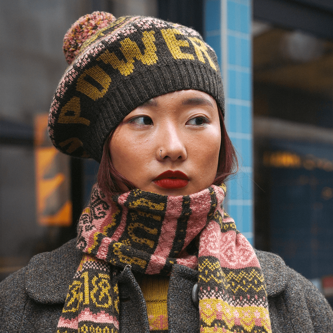 Pre-Order - Fairisle Fiadh Scarf in Kelp - Black &amp; Beech