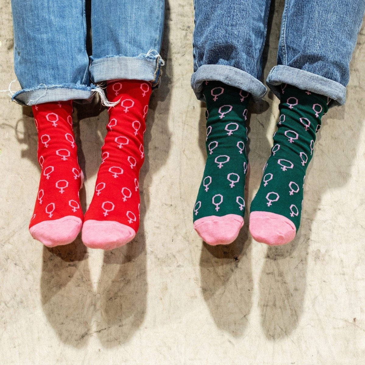 VENUS motif feminist socks - Black & Beech2 Pairs of socks (1 of each colour)