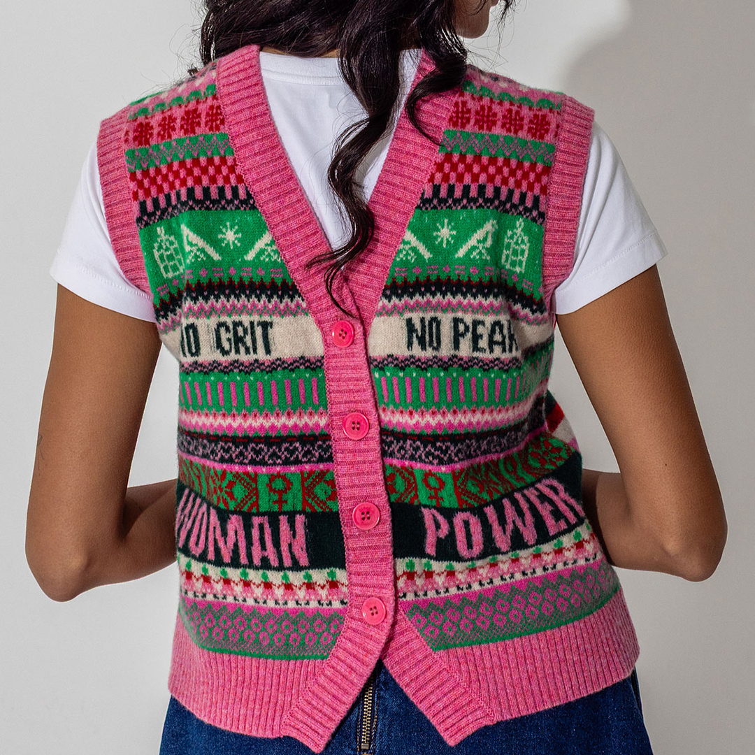 *PRE ORDER* Fairisle Lambswool Waistcoat in Bubblegum