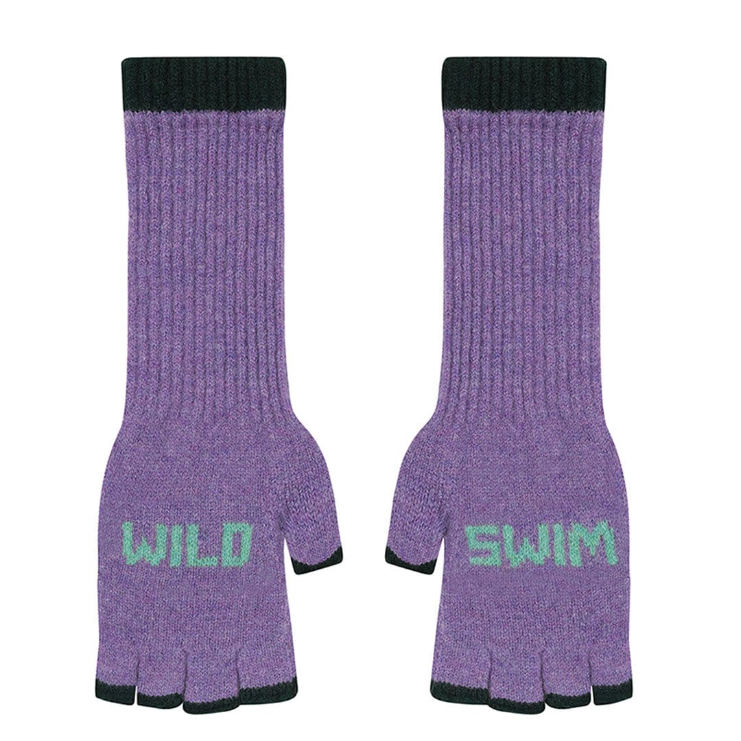 Wild Swim Fingerless Gloves in Violet Gloves & Mittens Black & Beech