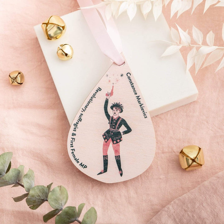 Handmade Feminist Icon Christmas Decoration Shapes Black & Beech