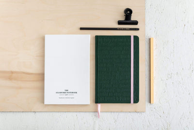 Handmade Forest Green Woven Fabric Feminist Notebook Black & Beech