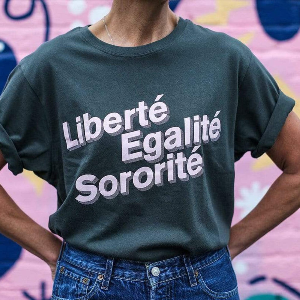 Liberté, Egalité, Sororité® Charcoal T-Shirt - Black & BeechXS