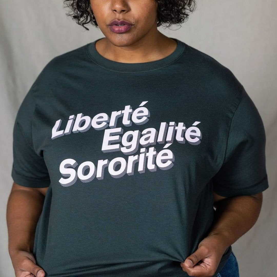 Liberté, Egalité, Sororité Ethical T-Shirt in Charcoal – Black Beech
