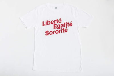 Liberté, Egalité, Sororité White T-Shirt Black & Beech