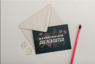 Nevertheless She Persisted Greeting Card - Navy Black & Beech