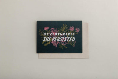Nevertheless She Persisted Greeting Card - Navy Black & Beech