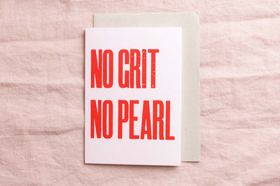 No Grit No Pearl Red & Pink Greeting Card Greeting & Note Cards Black & Beech