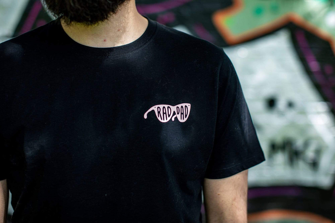 RAD DAD Cycles T-Shirt &ndash; Black with Pink Print Black & Beech