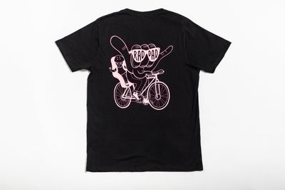 RAD DAD Cycles T-Shirt &ndash; Black with Pink Print Black & Beech