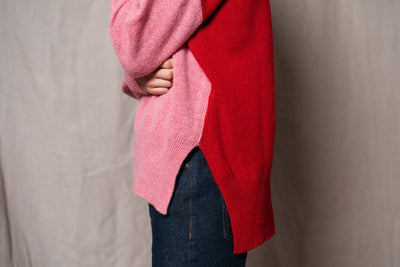 Sororité Merino Lambswool Jumper in Rouge & French Rose Black & Beech