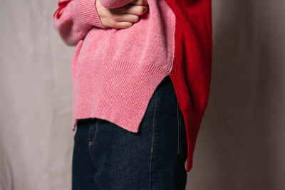 Sororité Merino Lambswool Jumper in Rouge & French Rose Black & Beech
