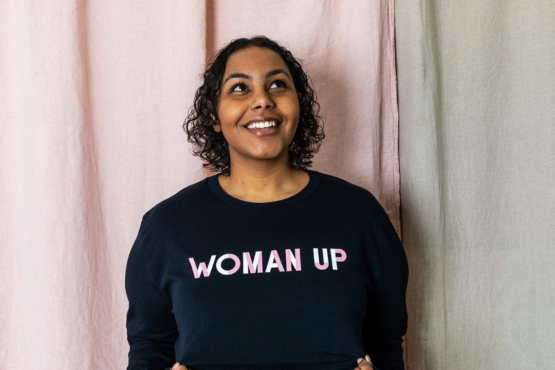 PREORDER - Woman Up Long Sleeve T-shirt in Black - Black & BeechXS